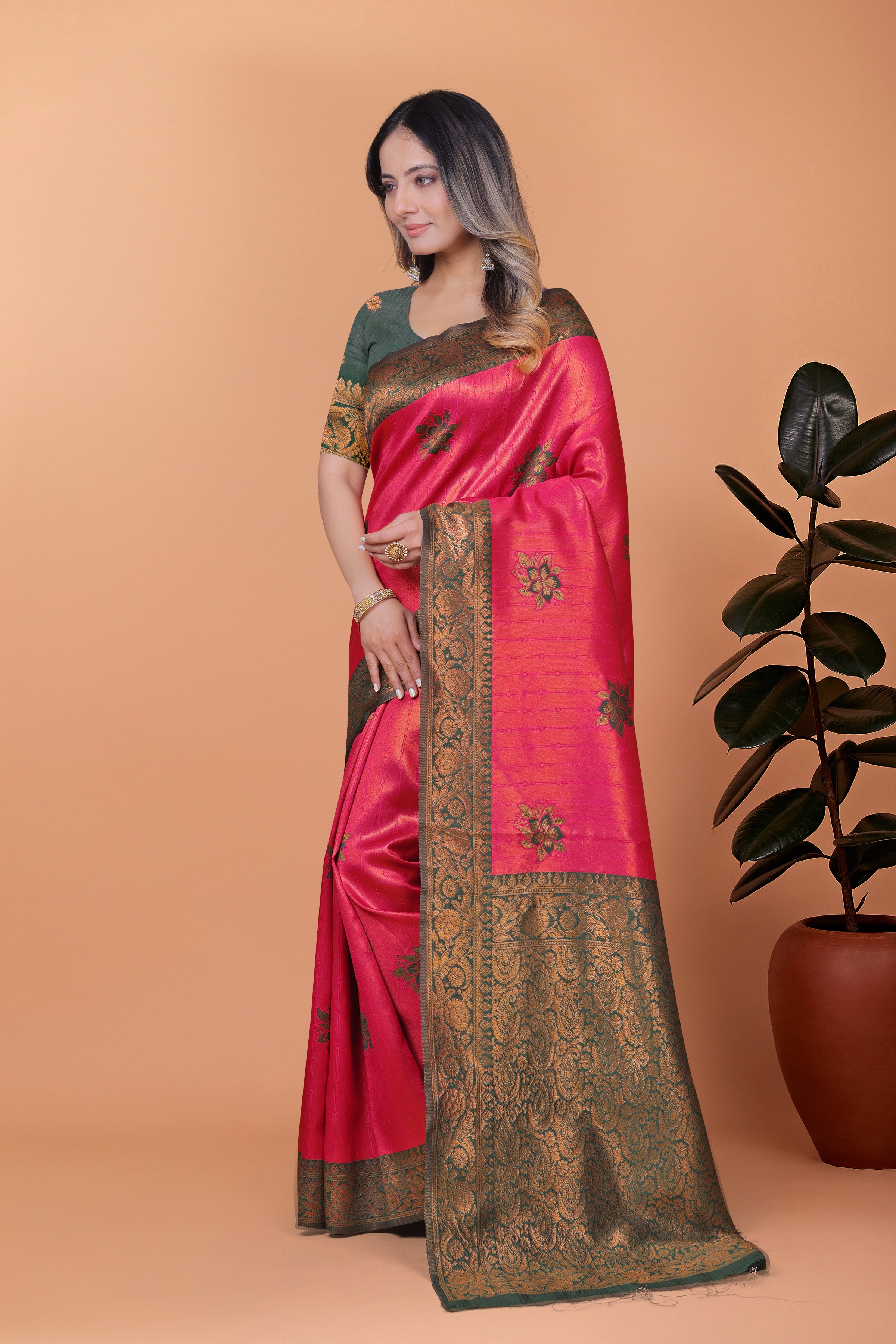 Banarasi Silk Saree with Lotus Motifs with 8 color option 🌺✨